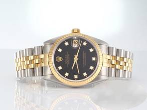 Thumbnail von Rolex Datejust Medium Stahl Gelbgold 750 Diamanten Automatik Gold Stahl Stainless Steel 18kt Yellow Gold Jubilé-band Chronometer Oyster Black Dial