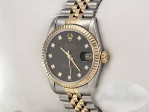 Thumbnail von Rolex Datejust Medium Stahl Gelbgold 750 Diamanten Automatik Gold Stahl Stainless Steel 18kt Yellow Gold Jubilé-band Chronometer Oyster Black Dial