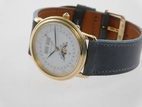 Thumbnail von Blancpain Villeret 18 Karat Gelbgold Triple Calendar Mondphase 34 mm mit original Schließe C 64 Kaliber F Piguet 64 Handaufzug Rarität