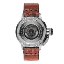 Thumbnail von U-Boat Classico U-47 Stahl 47mm ZB schwarz handgefertigtes Lederband braun im used Look 10 ATM Full Set neu