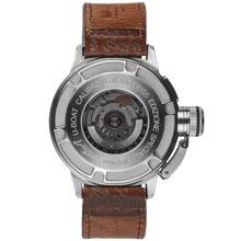 Thumbnail von U-Boat Classico U-47 Stahl 47mm ZB schwarz handgefertigtes Lederband braun im used Look 10 ATM Full Set neu