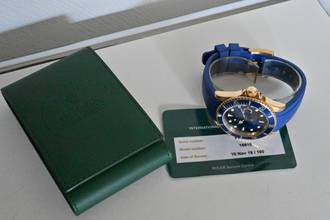 Thumbnail von Rolex Submariner Date 18k Yellow Gold 16618 F-Series Service 2018 Rubber B