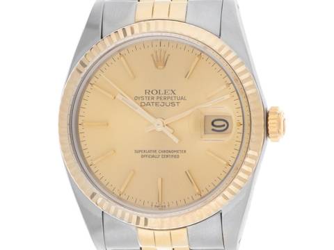  Rolex Datejust 36 Ref.16013 Bj.1984 Box&Bescreibung sehr gut Vintage Datejust Stahl 18kt Gelbgold open 6/9 Jubilé Armband 