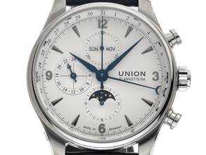 Thumbnail von Union Glashütte Belisar Chronograph Ref.D009425A 2021 Full Set wie Neu Vintage Belisar Chronograph Vollkalender Mondphase Krokoleder Faltschließe