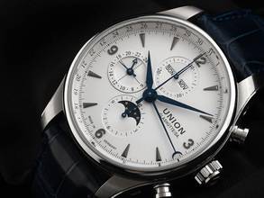 Thumbnail von Union Glashütte Belisar Chronograph Ref.D009425A 2021 Full Set wie Neu Vintage Belisar Chronograph Vollkalender Mondphase Krokoleder Faltschließe