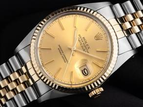 Thumbnail von Rolex Datejust 36 Ref.16013 Bj.1981 Box&Beschreibung sehr gut Vintage Datejust Stahl 18kt Gelbgold open 6/9 Jubilé Armband
