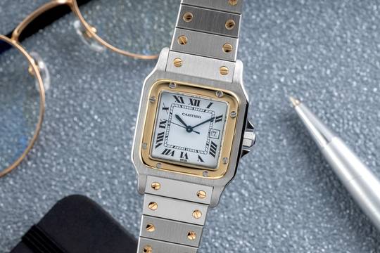 Cartier Santos Carree Stahl / Gold Automatik Herrenuhr Ref. 2961 Klassiker 