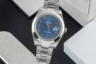 Thumbnail von Rolex Datejust II 41 Blue Roman Dial Oyster Stahl Automatik Herrenuhr Ref 116300