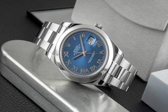 Thumbnail von Rolex Datejust II 41 Blue Roman Dial Oyster Stahl Automatik Herrenuhr Ref 116300