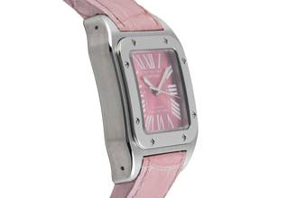 Thumbnail von Cartier Santos 100 Pink Dial Stahl Automatik Damenuhr Ref. W20133X8 B&P 2014