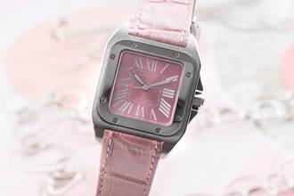 Thumbnail von Cartier Santos 100 Pink Dial Stahl Automatik Damenuhr Ref. W20133X8 B&P 2014