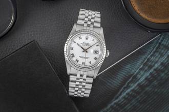 Thumbnail von Rolex Datejust 36 White Roman Dial Stahl / Weissgold Automatik 16234 B&P LC100