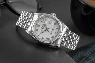 Thumbnail von Rolex Datejust 36 White Roman Dial Stahl / Weissgold Automatik 16234 B&P LC100