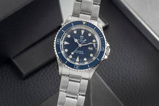  Tudor Mini-Sub 660ft Blue Dial Stahl Automatik Medium Size Rolex Case Ref. 94400 