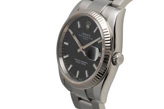 Thumbnail von Rolex Oyster Perpetual Date 34 Black Dial Stahl Weissgold Automatik Herrenuhr Ref 115234 Papiere