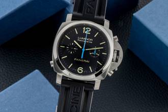Thumbnail von Panerai Luminor 1950 Chronograph Rattrapante Stahl Automatik Ref. PAM00362 B&P
