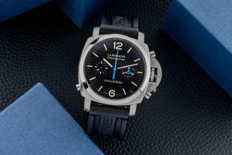 Thumbnail von Panerai Luminor 1950 Chronograph Rattrapante Stahl Automatik Ref. PAM00362 B&P