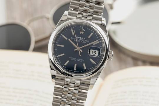  Rolex Datejust 36 Blue Dial Oyster Stahl Automatik Ref. 126200 B&P 2019 