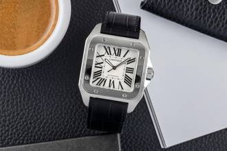 Thumbnail von Cartier Santos 100 Edelstahl Automatik Herrenuhr Ref. W20073X8 2656 Papiere 2014