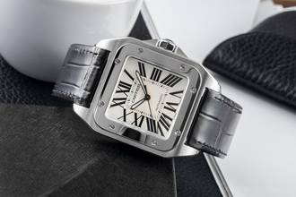 Thumbnail von Cartier Santos 100 Edelstahl Automatik Herrenuhr Ref. W20073X8 2656 Papiere 2014