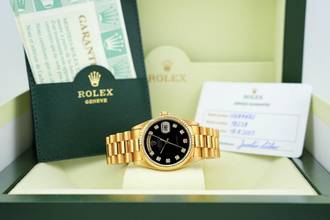 Thumbnail von Rolex Day-Date 36 Black Onyx Diamond Dial - German Day Wheel - Yellow Gold - 18238 1994