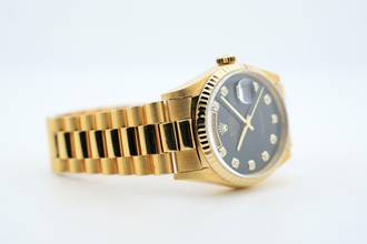 Thumbnail von Rolex Day-Date 36 Black Onyx Diamond Dial - German Day Wheel - Yellow Gold - 18238 1994
