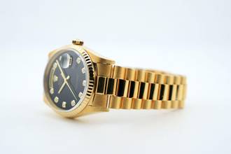 Thumbnail von Rolex Day-Date 36 Black Onyx Diamond Dial - German Day Wheel - Yellow Gold - 18238 1994