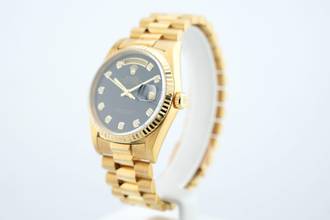 Thumbnail von Rolex Day-Date 36 Black Onyx Diamond Dial - German Day Wheel - Yellow Gold - 18238 1994