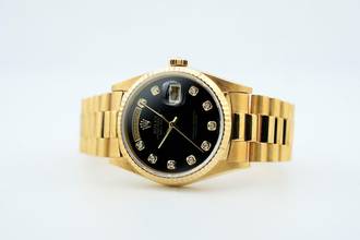 Thumbnail von Rolex Day-Date 36 Black Onyx Diamond Dial - German Day Wheel - Yellow Gold - 18238 1994
