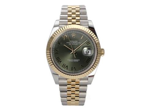  Rolex Datejust 41 Edelstahl Gelbgold 126333 Olivegrün Jubile-Band 