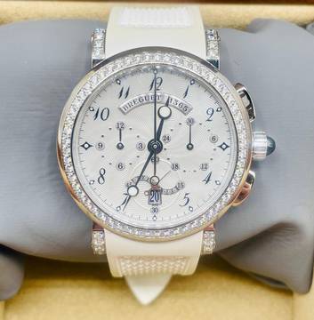 Breguet Marine Whitegold SERVICED-FULL SET WITH BOX & PAPERS Factory Diamond Setting
