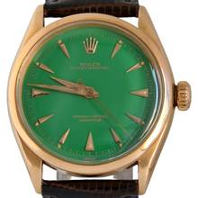 Thumbnail von Rolex Oyster Perpetual 6284 green enamel dial rose gold 18KT very rare 1957