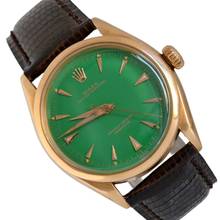 Thumbnail von Rolex Oyster Perpetual 6284 green enamel dial rose gold 18KT very rare 1957