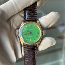 Thumbnail von Rolex Oyster Perpetual 6284 green enamel dial rose gold 18KT very rare 1957