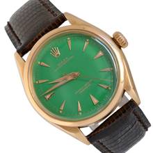 Thumbnail von Rolex Oyster Perpetual 6284 green enamel dial rose gold 18KT very rare 1957