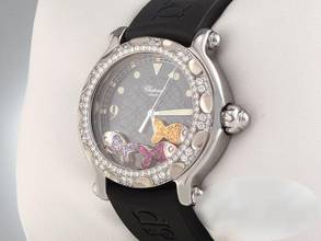 Thumbnail von Chopard Happy Sport Fish stainless steel 28/8347 sapphires rubies diamonds gold