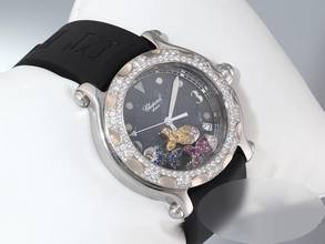 Thumbnail von Chopard Happy Sport Fish stainless steel 28/8347 sapphires rubies diamonds gold