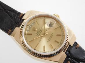 Thumbnail von Rolex Day-Date Oysterquartz 18 Karat Gold Saphirglas Krokoband TOP 36 mm massiv 18 Karat Gelbgold von 1979