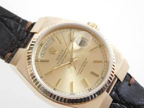 Thumbnail von Rolex Day-Date Oysterquartz 18 Karat Gold Saphirglas Krokoband TOP 36 mm massiv 18 Karat Gelbgold von 1979