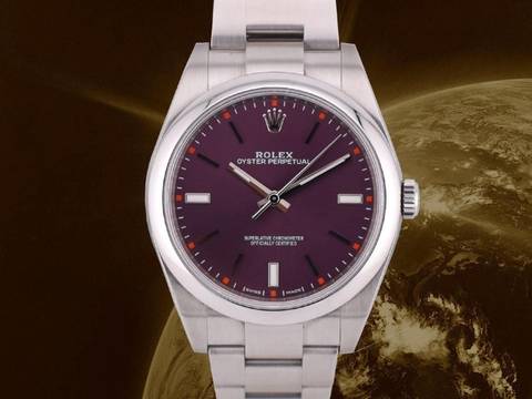  Rolex Oyster Perpetual 39mm Purple Dial Like New Full Set 
