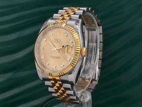 Thumbnail von Rolex Datejust 116233 Gold Dial With Big Diamonds - Full Set 36mm