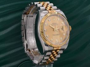 Thumbnail von Rolex Datejust 116233 Gold Dial With Big Diamonds - Full Set 36mm