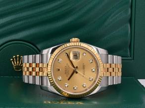 Thumbnail von Rolex Datejust 116233 Gold Dial With Big Diamonds - Full Set 36mm