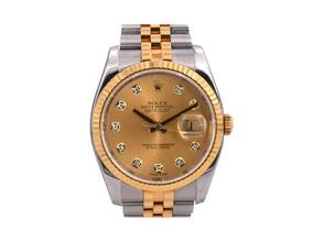 Thumbnail von Rolex Datejust 116233 Gold Dial With Big Diamonds - Full Set 36mm