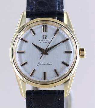  Omega Seamaster Automatic Silver No Date Onyx Marker Vintage 18K Gold rar 