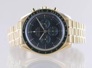 Thumbnail von Omega Speedmaster Professional Moonwatch Chronograph 18K Moonshine Gold green dial 42 B+P