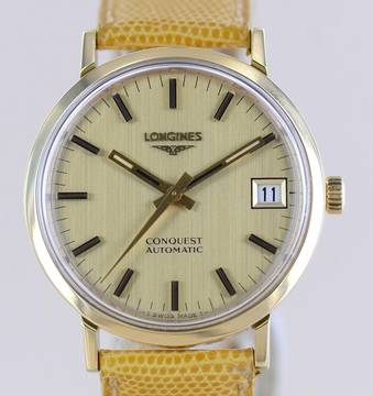  Longines Conquest Automatic UltraChron Hi-Beat 18K Gold Vintage rar 