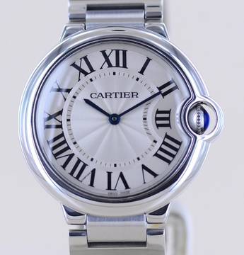 Cartier Ballon Bleu Steel Automatic Klassiker Luxusuhr Silver roman dial 36mm Unisex B+P