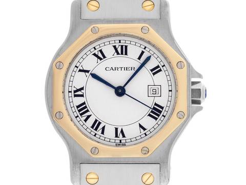  Cartier Santos Octagon GM Ref.2966 1986 Box&Beschreibung sehr gut Vintage Santos Octagon GM großes Modell Automatic 