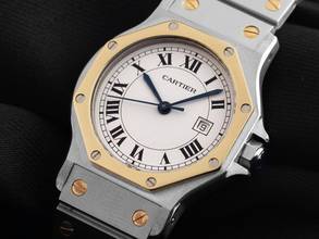 Thumbnail von Cartier Santos Octagon GM Ref.2966 1986 Box&Beschreibung sehr gut Vintage Santos Octagon GM großes Modell Automatic
